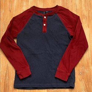 Janie and Jack Kids Red and Blue Long Sleeve Shirt - boy size 7